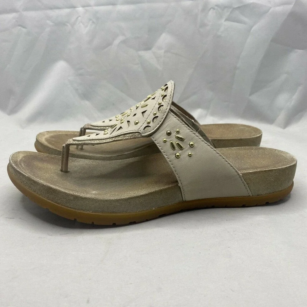 Dansko Shoes Size 39 Womens 9 Ivory Benita T Strap Sandals Gold Beaded Thongs